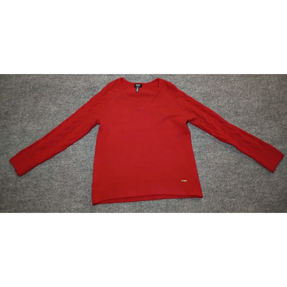 Jones New York Signature Women's Red Knit Sweater Size Medium Cozy Chic
